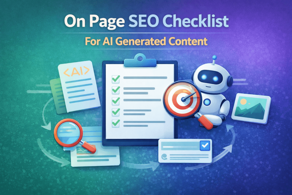 On page SEO checklist for AI generated content workflow