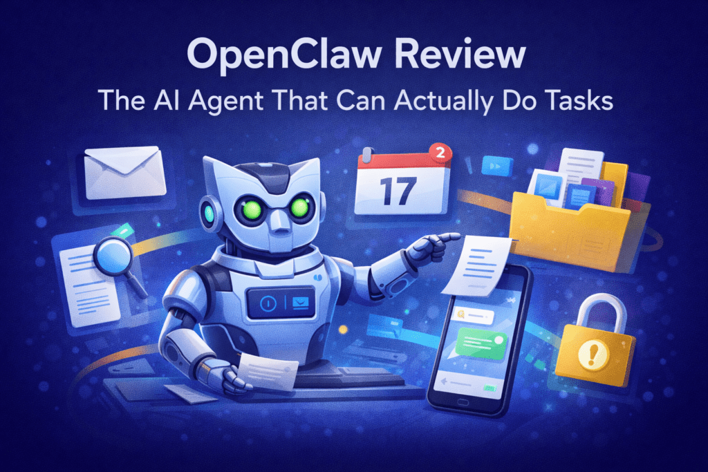 OpenClaw AI agent review showing automation tasks like email calendar and file management