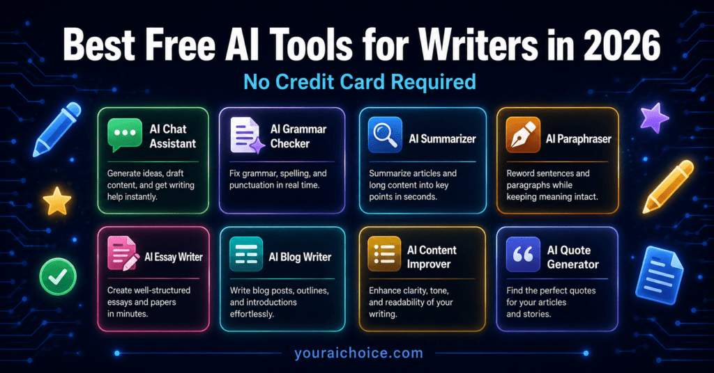 Best free AI tools for writers in 2026 – ChatGPT, Claude, Grammarly and more