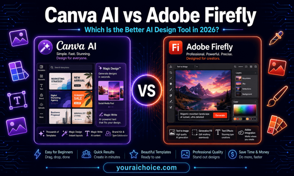 Canva AI vs Adobe Firefly 2026 – which AI design tool is better for creators and marketers