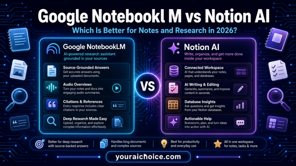 Google NotebookLM vs Notion AI 2026 – which is better for research and note taking