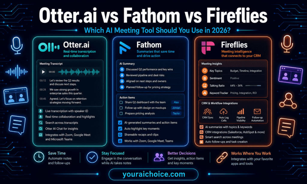 Otter.ai vs Fathom vs Fireflies 2026 – which AI meeting transcription tool is best