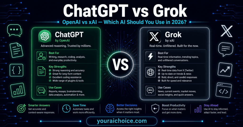 ChatGPT vs Grok 2026 – OpenAI vs xAI which AI chatbot is better