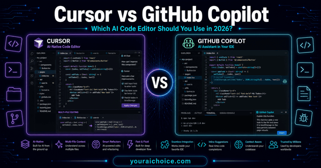 Cursor vs GitHub Copilot 2026 – which AI code editor is better for developers