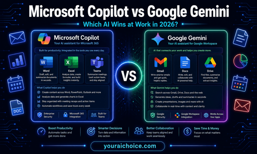 Microsoft Copilot vs Google Gemini 2026 – which AI productivity tool is better for work