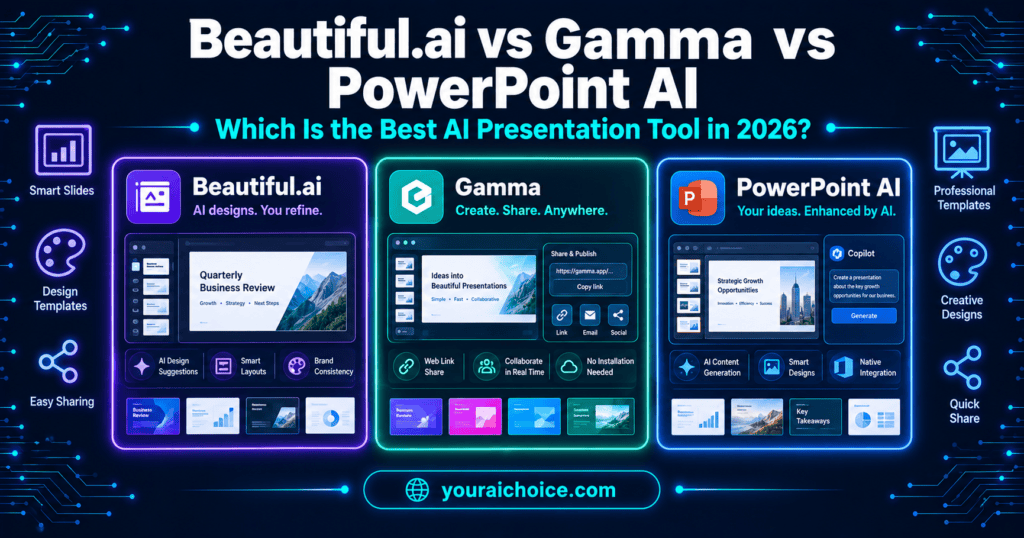 Beautiful.ai vs Gamma vs PowerPoint AI 2026 – which AI presentation tool is best for creators and teams